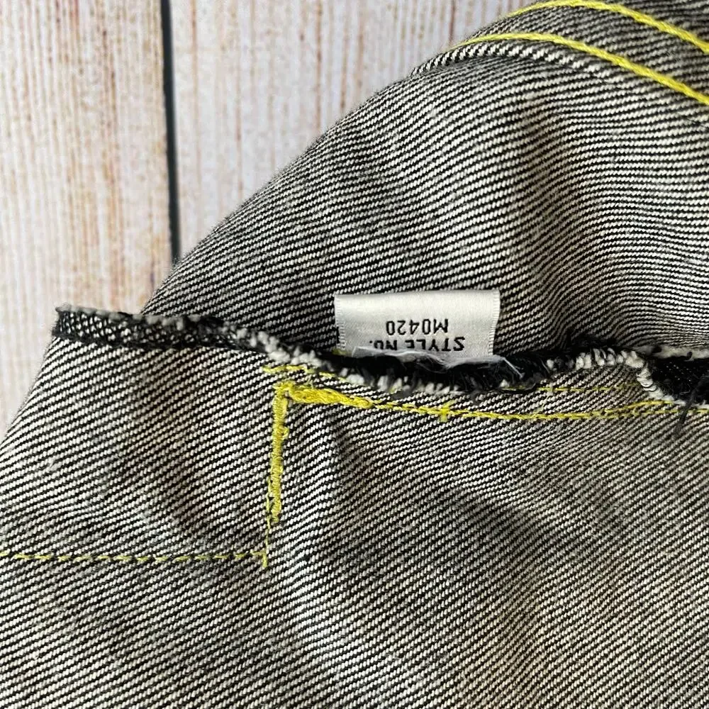 Vintage MoJeans Maurice Malone 6XL Denim Jacket Black Yellow Stitch 90s Hip Hop